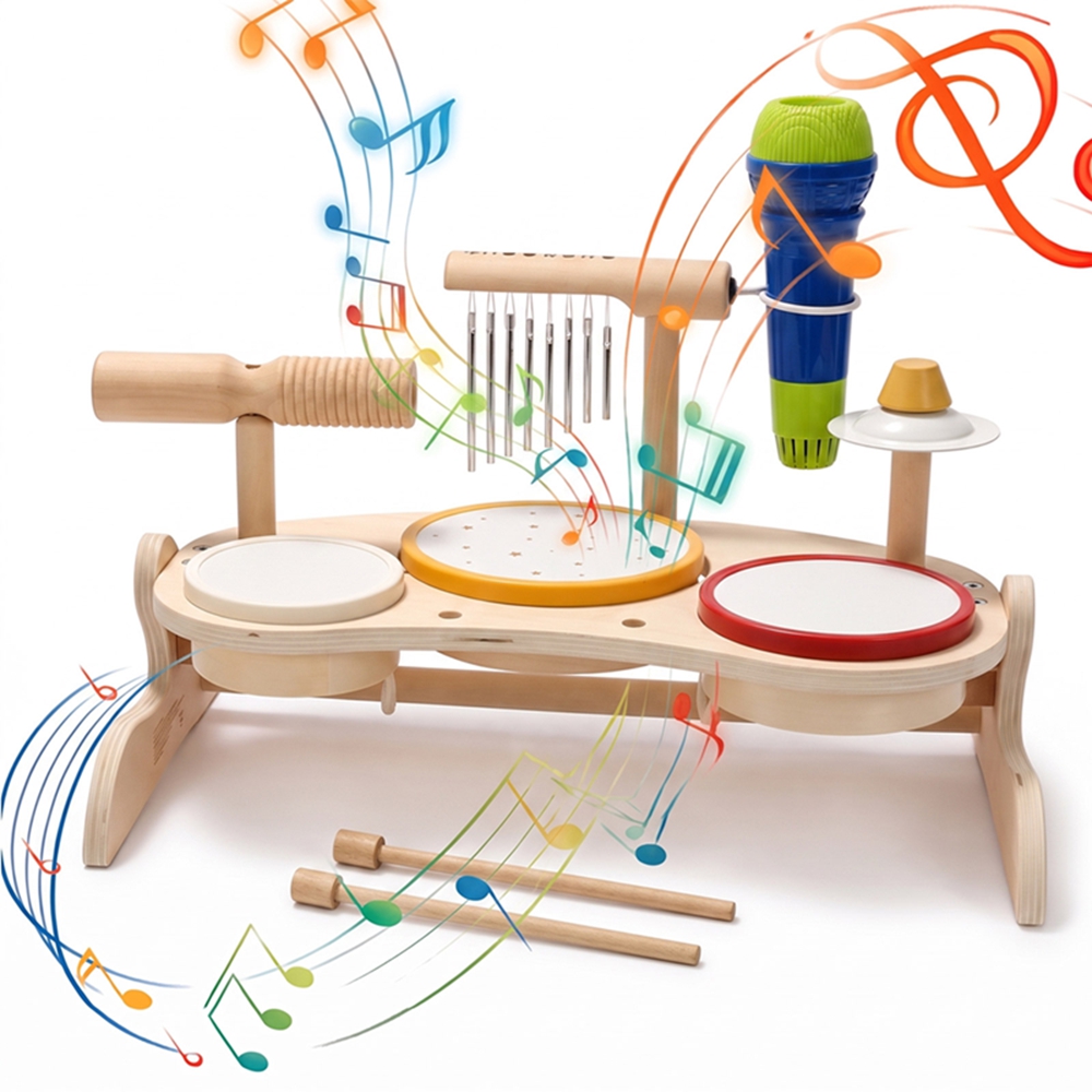 Kids Wooden Drum Set Musical T - Kids Toys Xylophone recension och pris