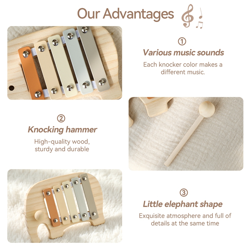 Montessori Wooden 5 Tones Mult - Kids Toys Xylophone recension och pris