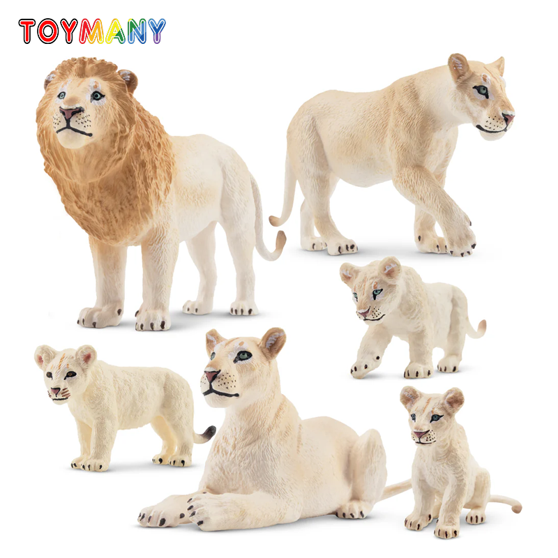 6Pcs Simulation White Lion Fam - Kids Toys Latest recension och pris